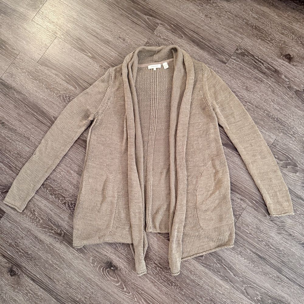 Inhabit 100% Cotton Tan Open Sweater